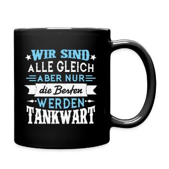 Aber nur die Besten werden TANKWART Tankstelle - Tasse einfarbig - Schwarz - Rechts