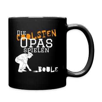 Die coolsten Opas spielen Boule - Kugelspiel - Tasse einfarbig - Schwarz - Rechts