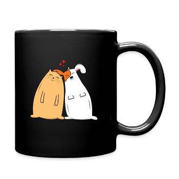 Verliebt! Hund und Katze sind verliebt. - Tasse einfarbig - Schwarz - Rechts