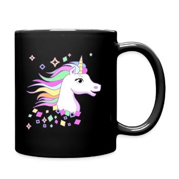 Cute unicorn with rhombuses, stars and beautiful eye - Full Colour Mug - black - Right