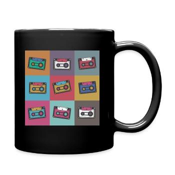 Popart Comic Retro Kassette Kassetten - Tasse einfarbig - Schwarz - Rechts