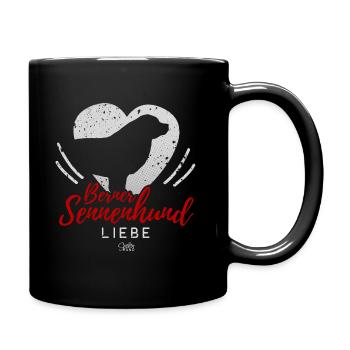 Berner Sennenhund Liebe mit Herz - Tasse einfarbig - Schwarz - Rechts