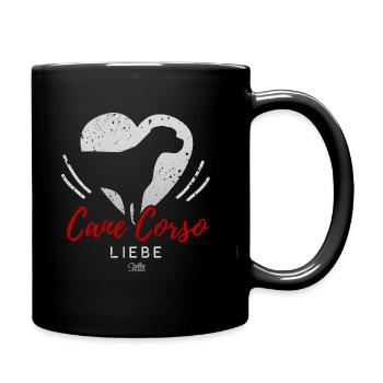 Cane Corso Liebe mit Herz - Tasse einfarbig - Schwarz - Rechts
