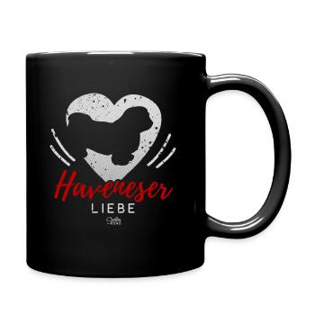 Havaneser Liebe mit Herz - Tasse einfarbig - Schwarz - Rechts