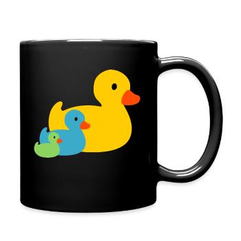 Canards grinçant en jaune vert et bleu - Mug uni - noir - Droite