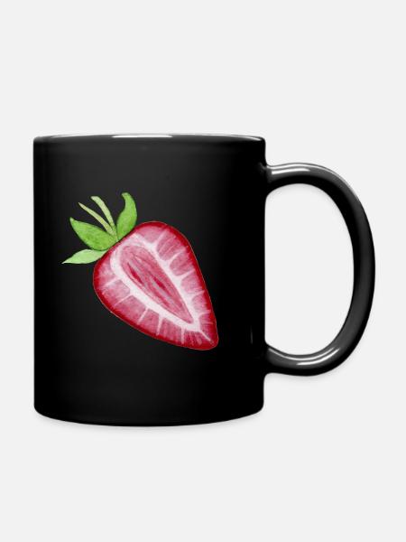 Erdbeere - Tasse einfarbig - Schwarz