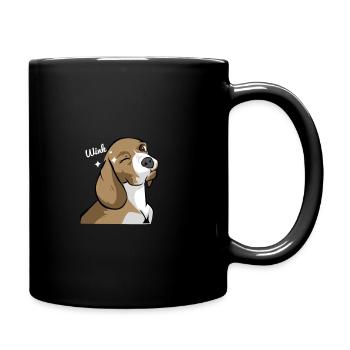 Beagle Dackel Zwinkern Geschenkidee - Tasse einfarbig - Schwarz - Rechts