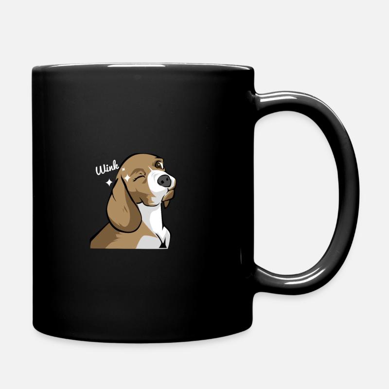 Beagle Dachshund Wink Gift Idea - Full Colour Mug - black