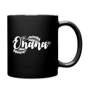 ohana family hawaii flower - Full Colour Mug - black - Right