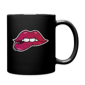 Lèvres Baiser Bouche Cadeau Piercing Amour Valentine - Mug uni - noir - Droite