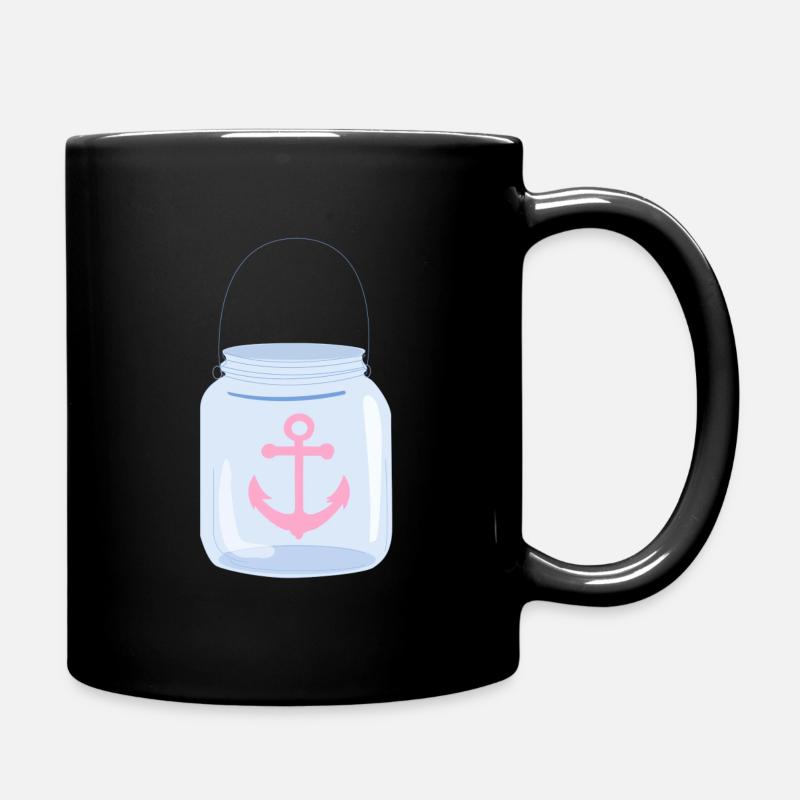 Anker auf Glas - Tasse einfarbig - Schwarz