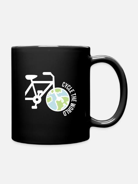Travel the world with a bicycle gift idea - Full Colour Mug - black