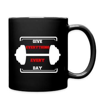 motivation fitness dumbbell training muscle building - Full Colour Mug - black - Right