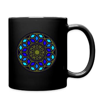 Goa - Psy - Würfel Design - Kreis - Yoga - Muster - Tasse einfarbig - Schwarz - Rechts