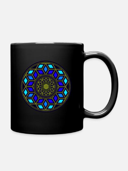Goa Psy Dice Design Circle Yoga Pattern - Full Colour Mug - black