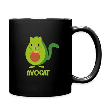 Avocado Katze Kätzchen Fisch gesund Geschenkidee - Tasse einfarbig - Schwarz - Rechts