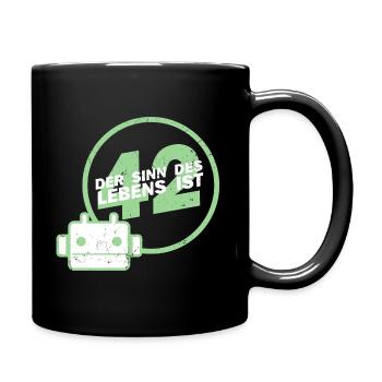 Sinn des Lebens 42 Anhalter Galaxis Fan Geschenk - Tasse einfarbig - Schwarz - Rechts