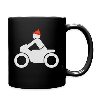 Motorcyclist with helmet, gift idea - Full Colour Mug - black - Right