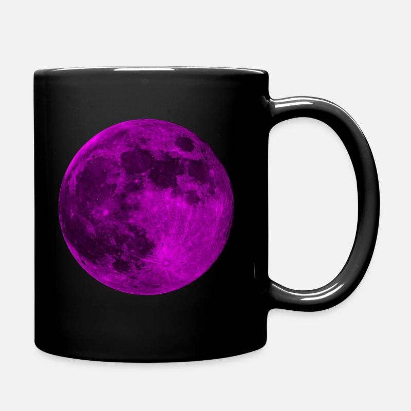 Mysterious Pink Full Moon - Full Colour Mug - black