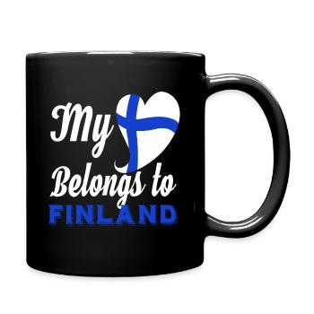 Finland Heart Flag Country North Scandinavia Idea - Full Colour Mug - black - Right