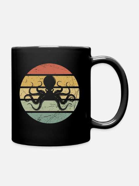 Octopus squid gift catching sea octopus - Full Colour Mug - black