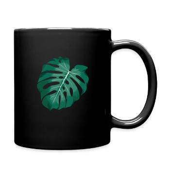 Monstera deliciosa Instagram Pflanze Plant Blatt - Tasse einfarbig - Schwarz - Rechts