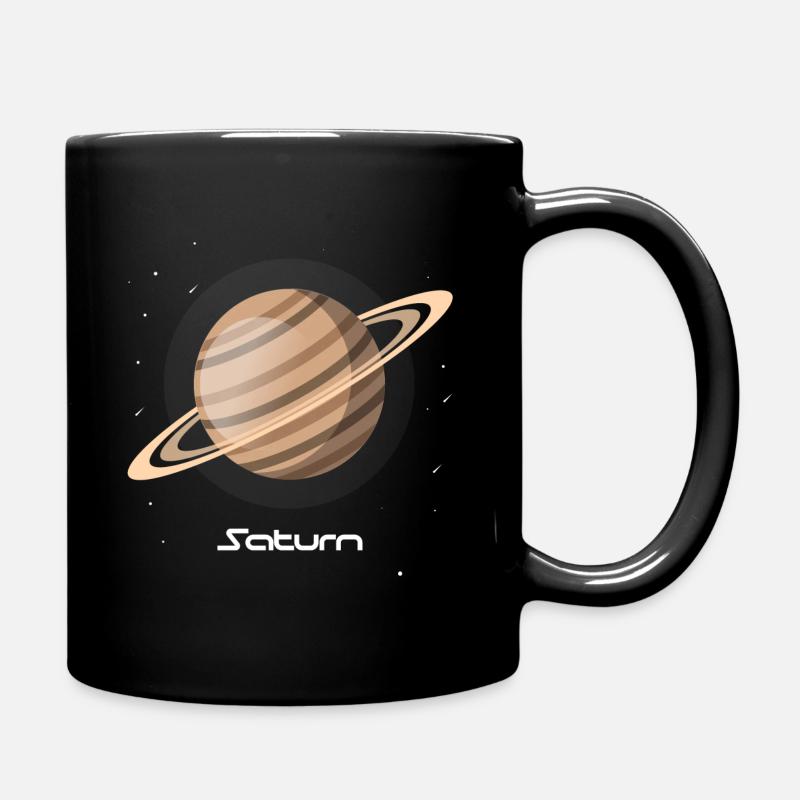 Saturn Ring Weltraum Planet Sonnensystem Sterne - Tasse einfarbig - Schwarz