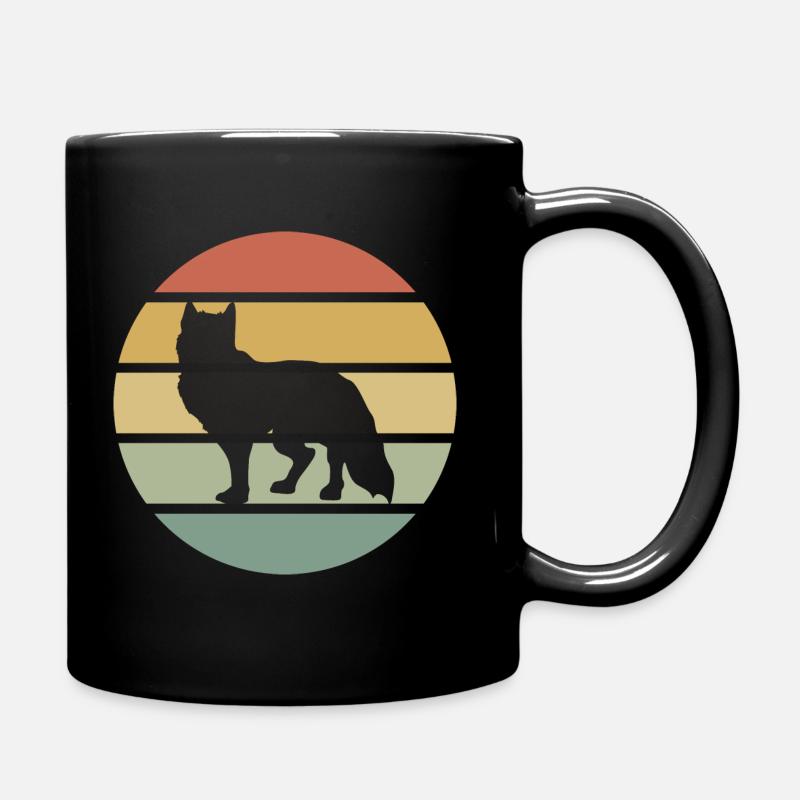 Fuchs Füchse Geschenk Geschenk Wildtier Wald retro - Tasse einfarbig - Schwarz