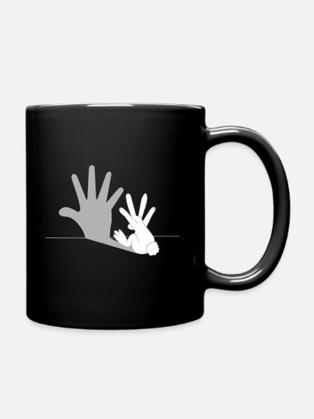Hase Schatten - Schattenfigur, Lustig, Geschenk - Tasse einfarbig - Schwarz