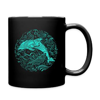 Delfin Tier Meer Wellen Wasser Säugetier - Tasse einfarbig - Schwarz - Rechts