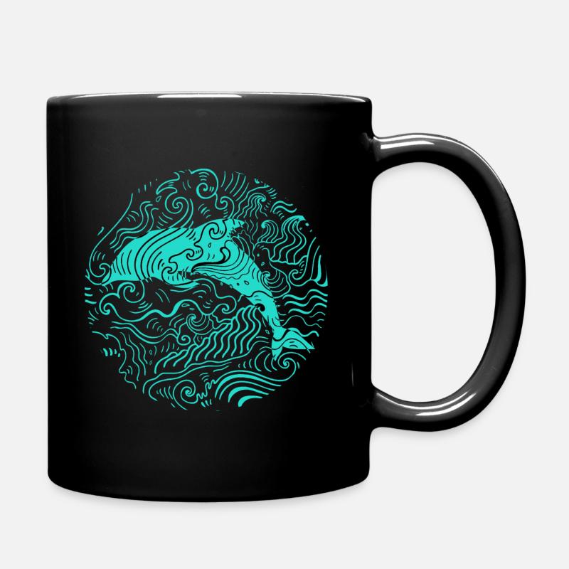 Delfin Tier Meer Wellen Wasser Säugetier - Tasse einfarbig - Schwarz