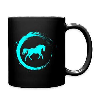 Pferde - Tasse einfarbig - Schwarz - Rechts