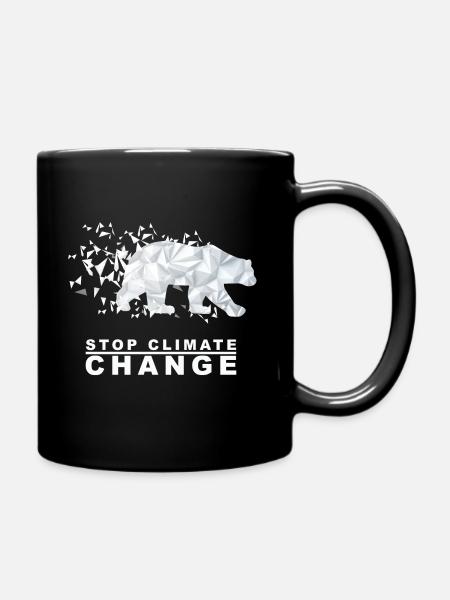 Stop Climate Change Polar Bear - Full Colour Mug - black