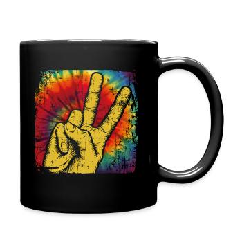 Peace Frieden Hippie - Tasse einfarbig - Schwarz - Rechts