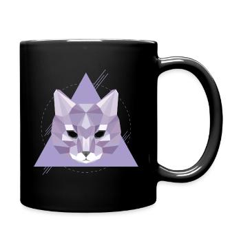 Geometric cat | Low poly cat's head gift - Full Colour Mug - black - Right