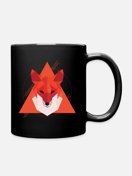 Geometrischer Fuchs | Low Poly Canidae Geschenk - Tasse einfarbig - Schwarz