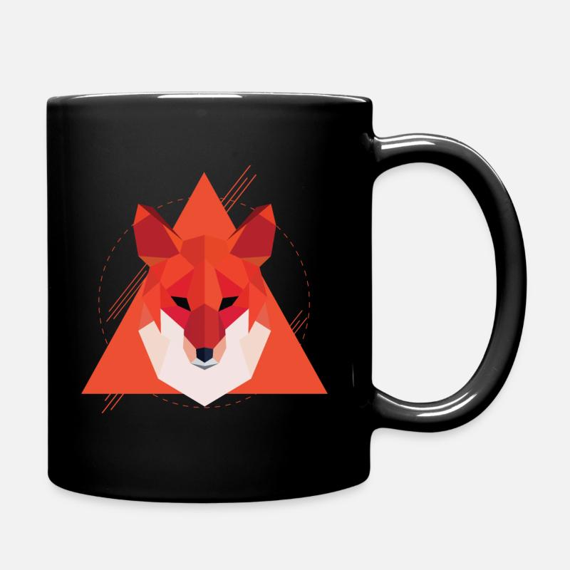 Geometrischer Fuchs | Low Poly Canidae Geschenk - Tasse einfarbig - Schwarz