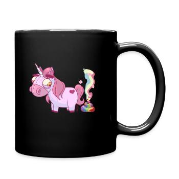 Licorne rose - Mug uni - noir - Droite
