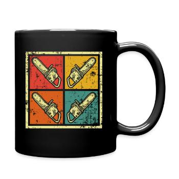 Scie scie à chaînes bûcherons - Mug uni - noir - Droite