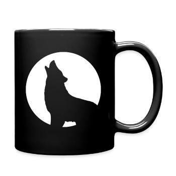 Howling wolf moon full moon night - Full Colour Mug - black - Right
