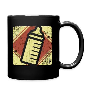 Babyflasche Babysitter Geschenk - Tasse einfarbig - Schwarz - Rechts