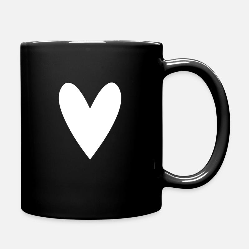 Herz weiß - Tasse einfarbig - Schwarz