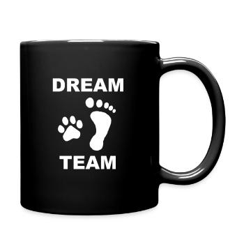 Hund und Mensch Dream Team Hundeliebhaber - Tasse einfarbig - Schwarz - Rechts