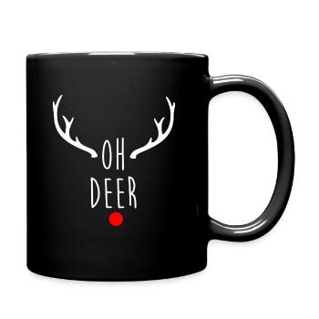 Rentier Elch Rudolf Weihnachten Christmas Geschenk - Tasse einfarbig - Schwarz - Rechts