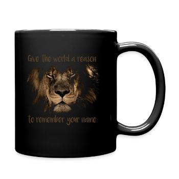 Löwe Motivation - Tasse einfarbig - Schwarz - Rechts