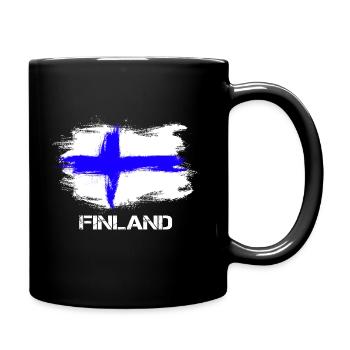 Finland Suomi Flagge - Tasse einfarbig - Schwarz - Rechts