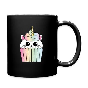 Cat unicorn muffin caticorn sweet nibble gift - Full Colour Mug - black - Right