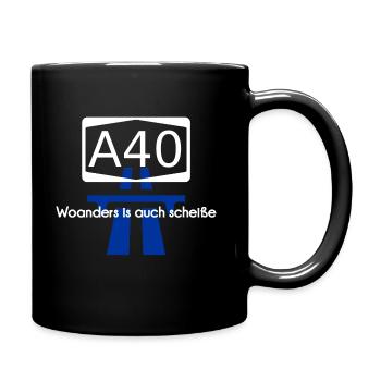 A40 Autobahn - Tasse einfarbig - Schwarz - Rechts