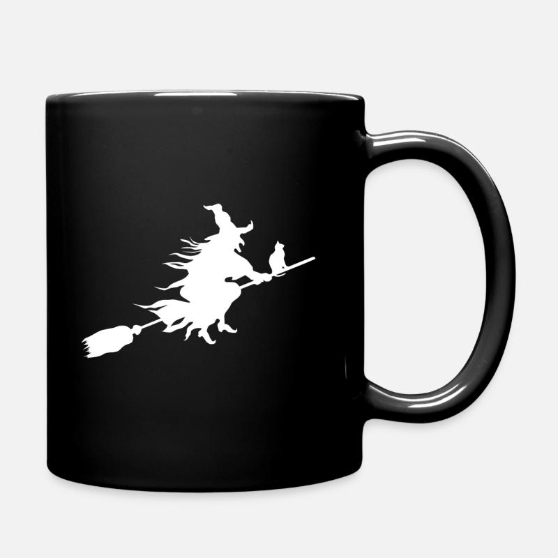 Hexe auf irem Hexenbesen - Tasse einfarbig - Schwarz