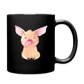 Piggy Pig Pig Piglet Seated 3 - Full Colour Mug - black - Right